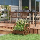 Outsunny Wooden Wagon Planter Box  Decorative 3-tier Raised Garden Bed