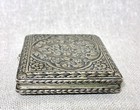 Antique 800 Silver Engraved Cigarette Case Snuff Trinket Box Ruby Clasp 86g