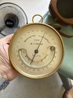 Antique 1920 Salmoiraghi Filotecnica Brass Naval Aneroid Barometer Thermometer