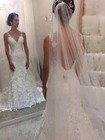 V-neck Mermaid Wedding Dresses Backless Lace Court Train Bridal Gowns Plus Size