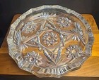 Vintage Large Lead Crystal Cut Clear Glass Cigar Cigarette Ashtray 7 1 4  Heavy 