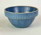 Vintage Ruckles Mixing Bowl Stoneware Pottery Picket Fence Blue Early 1900s 7   