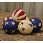 6 Americana Homespun Rag Balls Ragball Bowl Filler Farmhouse Patriotic Ornaments