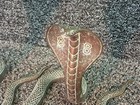 Pair Antique Indian Brass Cobra Snake Ornaments - Red Glass Eyes