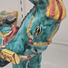 Italian Pottery Hand-painted Ceramic Donkey W  Cart Figurine Marked Italy