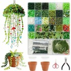 5000pcs  Green Glass Beaded Plant Kit Beads Plants Making With Two Flowerpots