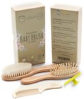 Baby Hair Brush And Comb Set For Newborn Wooden 4 Piece Soft Bristle Baby Bru   
