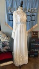 Vintage 60s Eyelet Lace Regency Empire Waist Babydoll Wedding Dress Size Xs