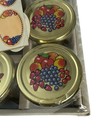 12 Vintage Glass Jelly Jars Fruit Lids Labels New In Sealed Package