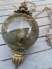 Vintage Mcm Glass Hanging Swag Lamp 15   x7   
