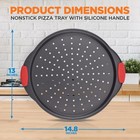 Nutrichef Pizza Tray Round Steel Non-stick 14 8 x13 x1  W silicone Handle