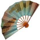 Japanese Vintage Gradated Gold Clouds Maiogi Folding  dance Fan  Jun22-k