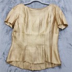 Vintage Metallic Lame  Button Back Top Guatemalan Folk Skirt Size Xs Gold Cream