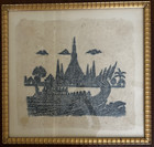 Tibetan Three Temples Rice Paper Rubbing  Vintage Authentic Thai
