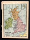 1911 Original Hammond Atlas Map Of Germany Western Part On Reverse British Isles