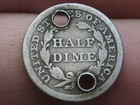 1844 P Seated Liberty Half Dime- Philadelphia  Holed Twice  Good vg Details