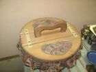 Vintage Primitive Shaker Split Wood Sewing Box Pic-nic  Basket Fabric Lined