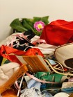 Vintage Woven Wicker Sewing Basket With Lid Filled With Over 50 Sewing Notions