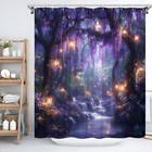 Enchanted Forest Shower Curtain Wisteria Floral Lanterns Mauve Lilac Spring W   