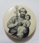 1890s Antique Religious Catholic Saint Joseph Baby Jesus Pinback Button 54393