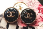 10 Chanel Steel Stamped Cc Black Gold Round Button 22mm Set Of 10