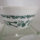 4 Vtg Federal Milk Glass Bowl Set Scandinavian American Homestead Teal Exc Cond