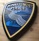 Police Manitowoc 3d Routed Carved Plaque Wood  Patch Plaque Sign Custom