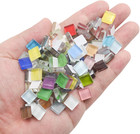 1 1lb Glass Mosaic Tiles 10mm Colorful Square Mosaic Glass Pieces   For Crafts