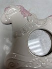 Vintage 1991 Pink Rocking Horse Picture Frame Ceramic Nursery Baby Room Decor