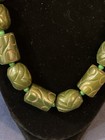 Vintage Bakelite Art Deco Green Carved Spinach Bakelite Chunky Necklace