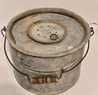 Vintage Faris Of St  Louis Minnow Bucket Cave Man Decor Fishing Galvanized Metal