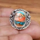 Oyster Turquoise Gemstone 925 Silver Handmade Designer Woman Ring All Size R228