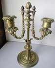 Rare Pair-antique Brass Neo Classical Two Branch Candlesticks-candle Holders