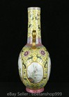14 old Chinese Qianlong Enamel Cai Porcelain Gild Dynasty Flower Bird 2 Ear Vase