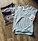 Nwt Athleta Girl Power Up Seamless Tee Top Blue Stripe Athletic Spacedye Xl 14