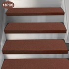 Set Of 13 Stair Treads Indoor Non Slip Skid Mat Pads Carpet Rug Brown 21 7 9 5 