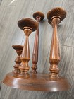 Vintage Wooden 5 Tier Candle Holder Candelabra Turned Spindle Mid Century