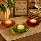Set Of 3 Glass Tealight Candle Holders 3  Colored Votive Home All Occasion