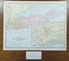 Vintage 1901 Long Island New York Map 14 x11    Old Antique Original Jamaica Ny