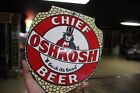 Rare Chief Oshkosh Wisconsin Dealer Porcelain Metal Sign Brewing Bar Indian