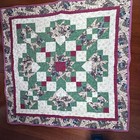 Handmade Patchwork Christmas Quilt Throw 35  X 34  Holiday Lap Blanket By Granny