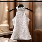 Balera Silver Sequin Halter Top Mock Neck Dance Team Performance Jazz Sz La Euc