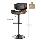 1pc Bar Stool Bentwood Counter Chair Adjustable Swivel Faux Leather Black
