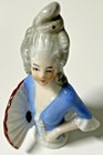 Antique Pin Cushion Half-doll German Doll Lady Holding A Fan - Blue Bodice