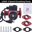 3 Speed 1 8hp Circulating Pump Use W outdoor Furnaces hot Water Heat solar 115v