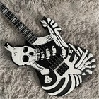 New Electric Bass Guitar 4-strings Skull Blakc Fretboard White black Free Ship