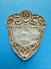Vintage Norwegian 830s Silver Art Nouveau Rose Plaque Tray     Monogram     Floral
