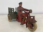 Antique Hubley Cast Iron Indian Motorcycle Police Traffic Car 9  Usa Made Vtg