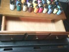 Wooden Thread Box With Drawer And Display Pegs Vintage With Thread