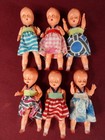 6 Vintage Hong Kong Dime Store Plastic Baby Dolls 3 1 2  Articulated Sleep Eyes